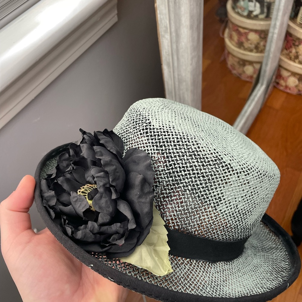 Chic Black and White Floral Hat